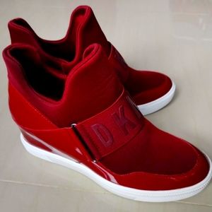 DKNY Red Cosmos Wedge Sneakers